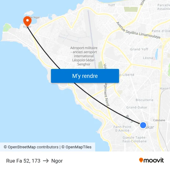 Rue Fa 52, 173 to Ngor map