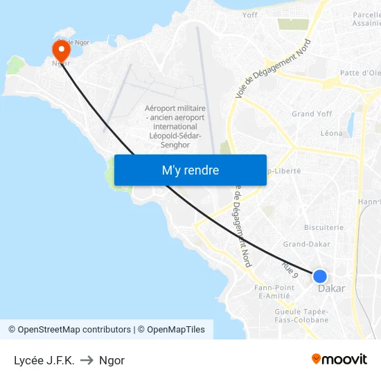 Lycée J.F.K. to Ngor map