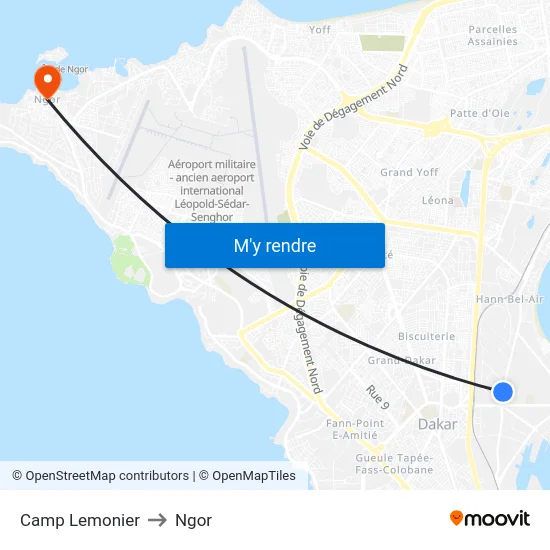 Camp Lemonier to Ngor map
