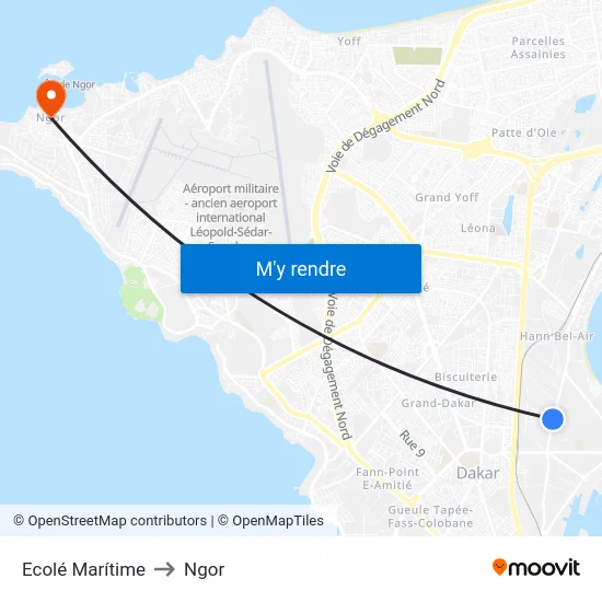 Ecolé Marítime to Ngor map