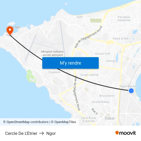 Cercle De L'Etrier to Ngor map