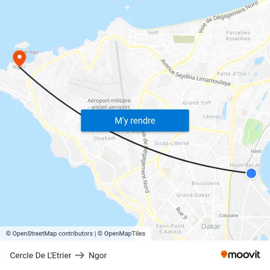 Cercle De L'Etrier to Ngor map
