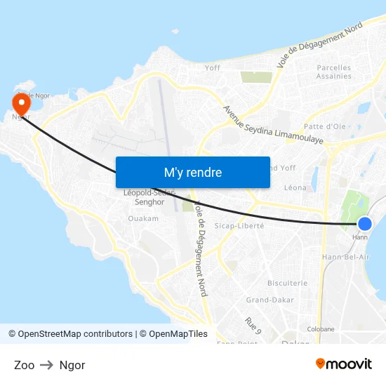 Zoo to Ngor map