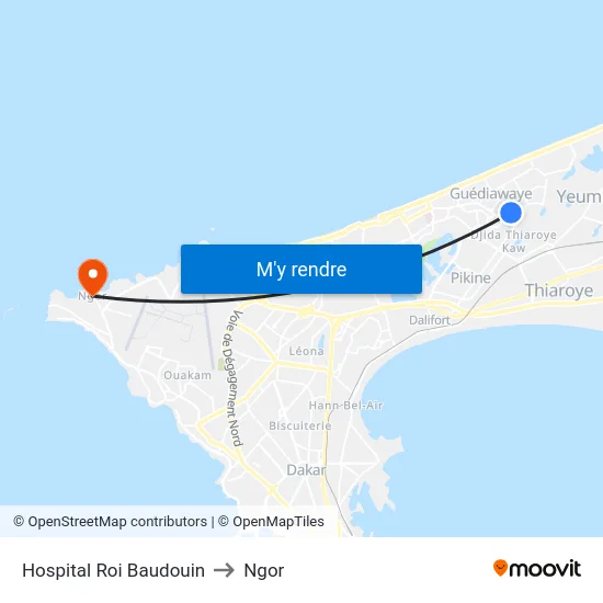 Hospital Roi Baudouin to Ngor map