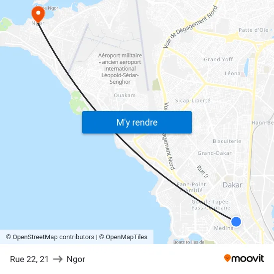 Rue 22, 21 to Ngor map