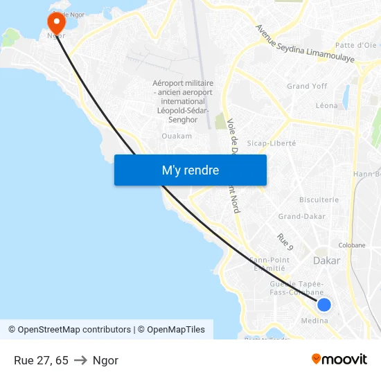 Rue 27, 65 to Ngor map