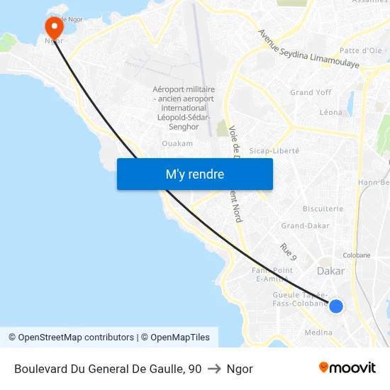 Boulevard Du General De Gaulle, 90 to Ngor map