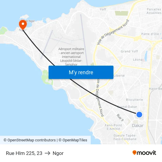 Rue Hlm 225, 23 to Ngor map