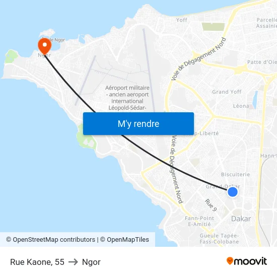 Rue Kaone, 55 to Ngor map