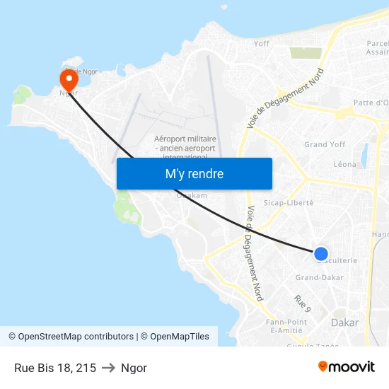 Rue Bis 18, 215 to Ngor map