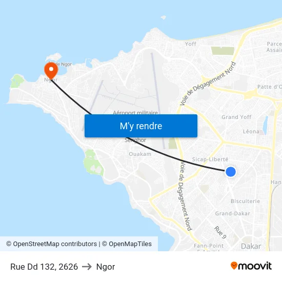 Rue Dd 132, 2626 to Ngor map
