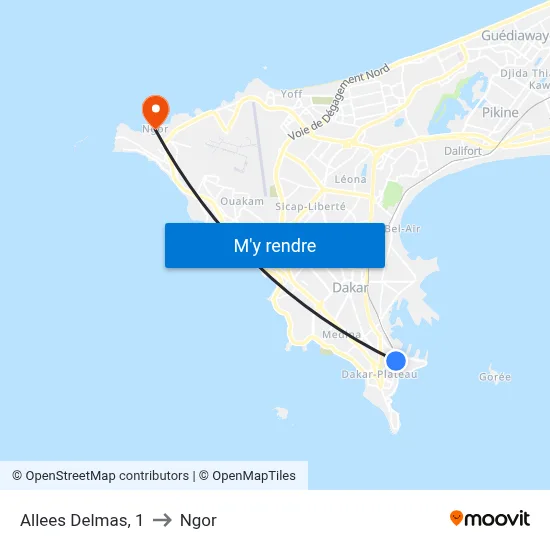 Allees Delmas, 1 to Ngor map