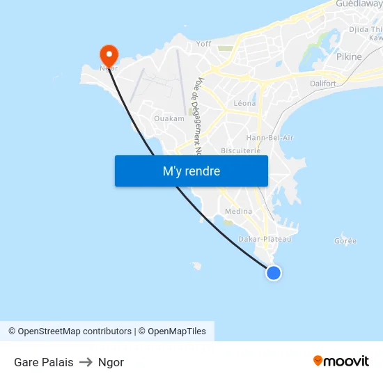 Gare Palais to Ngor map