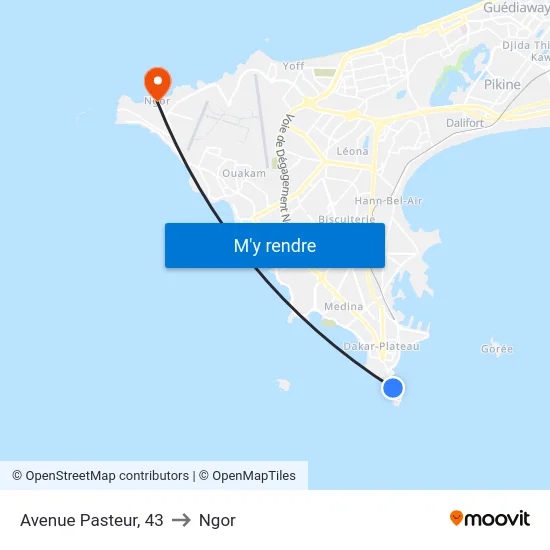 Avenue Pasteur, 43 to Ngor map