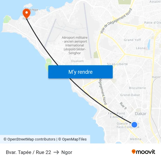 Bvar. Tapée / Rue 22 to Ngor map