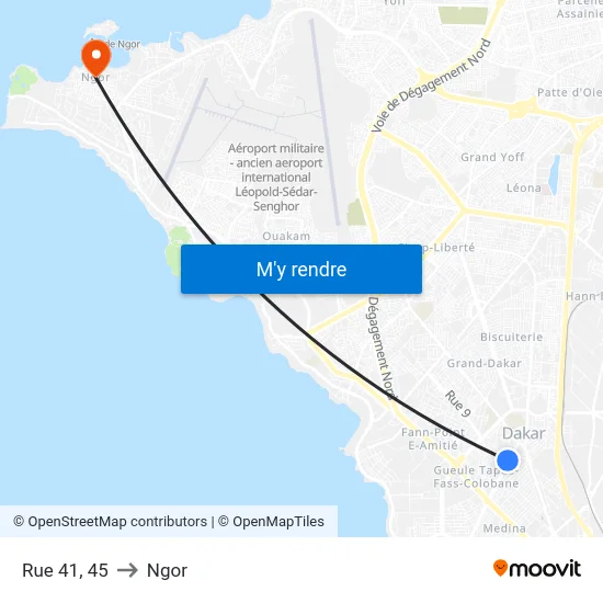Rue 41, 45 to Ngor map