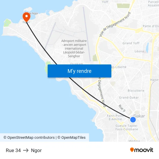 Rue 34 to Ngor map