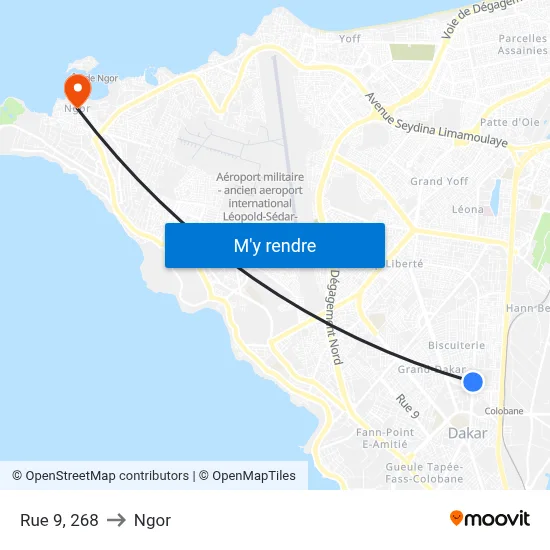 Rue 9, 268 to Ngor map