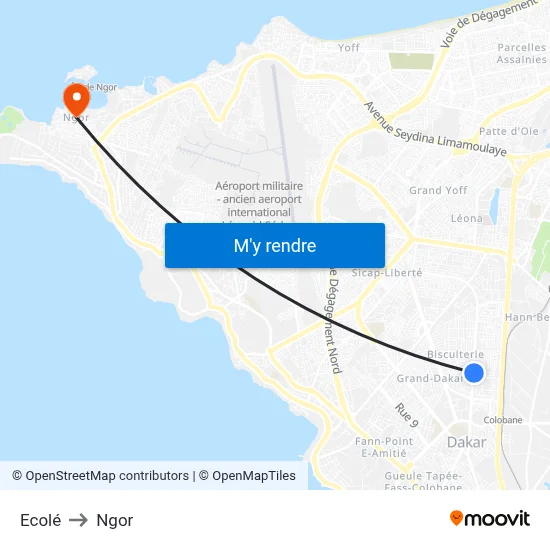 Ecolé to Ngor map