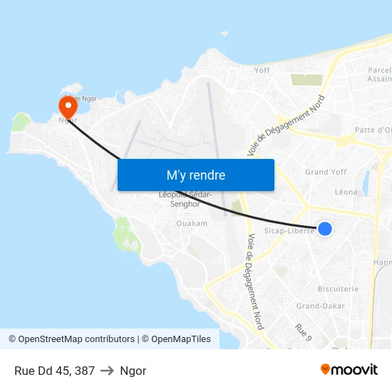 Rue Dd 45, 387 to Ngor map