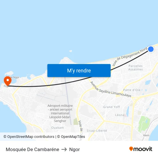 Mosquée De Cambaréne to Ngor map