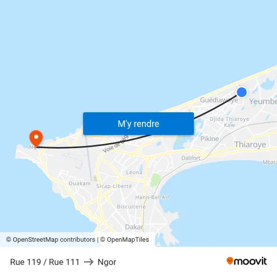 Rue 119 / Rue 111 to Ngor map