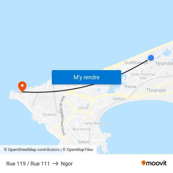 Rue 119 / Rue 111 to Ngor map