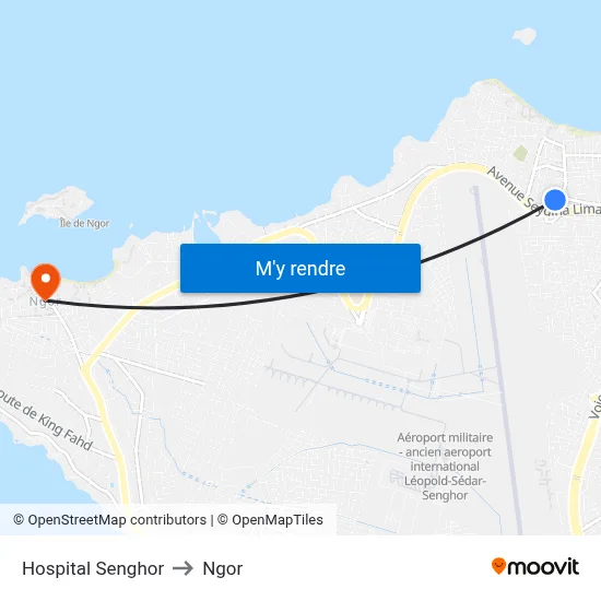 Hospital Senghor to Ngor map