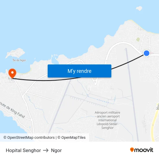 Hopital Senghor to Ngor map