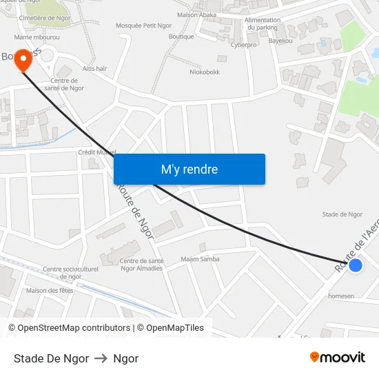 Stade De Ngor to Ngor map