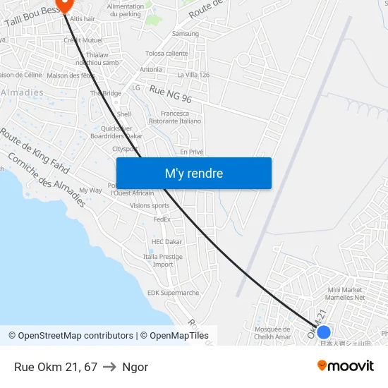 Rue Okm 21, 67 to Ngor map
