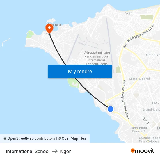 International School to Ngor map