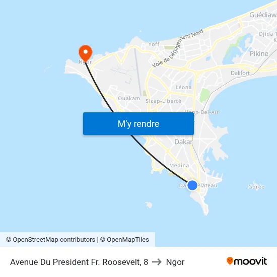 Avenue Du President Fr. Roosevelt, 8 to Ngor map