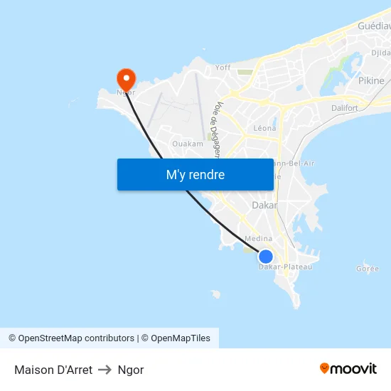 Maison D'Arret to Ngor map
