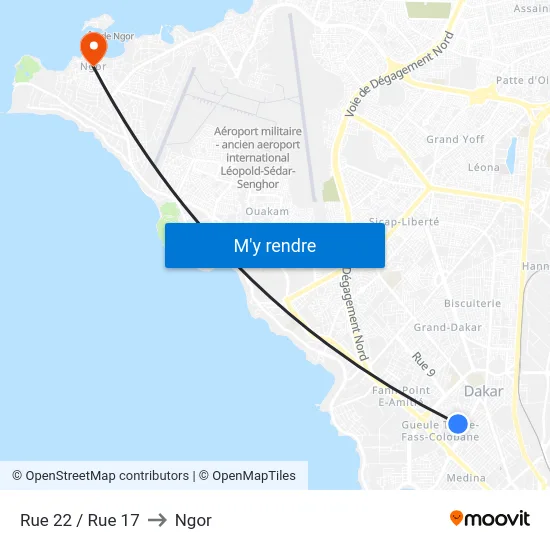 Rue 22 / Rue 17 to Ngor map