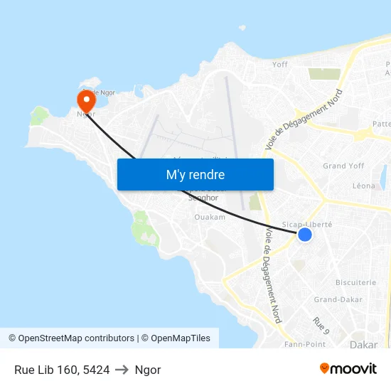 Rue Lib 160, 5424 to Ngor map