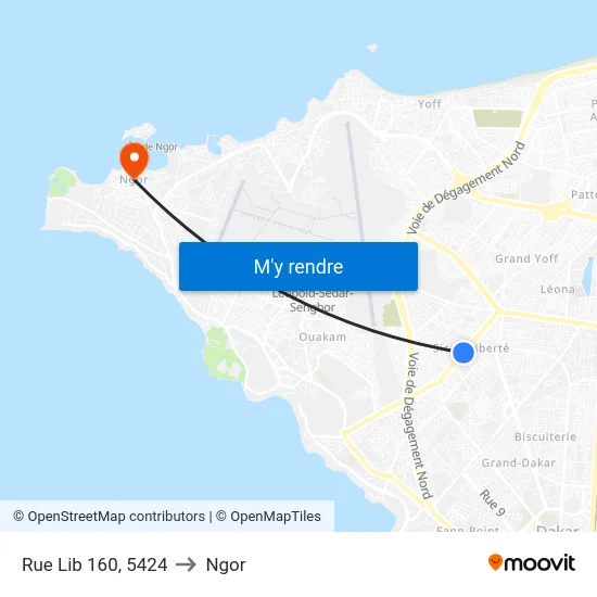 Rue Lib 160, 5424 to Ngor map