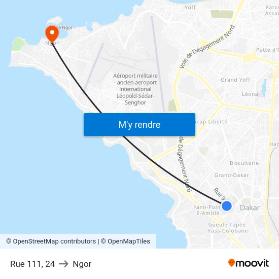 Rue 111, 24 to Ngor map