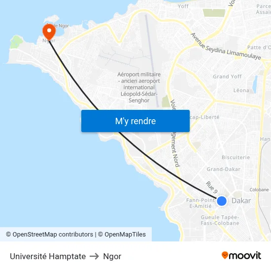 Université Hamptate to Ngor map
