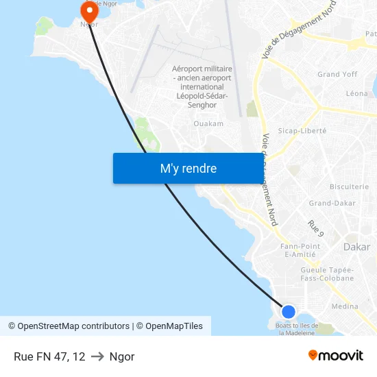 Rue FN 47, 12 to Ngor map