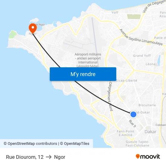 Rue Diourom, 12 to Ngor map