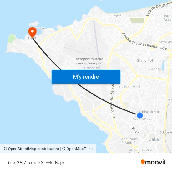 Rue 28 / Rue 23 to Ngor map