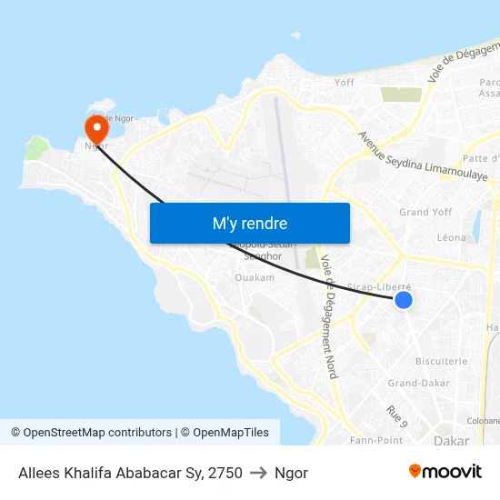 Allees Khalifa Ababacar Sy, 2750 to Ngor map