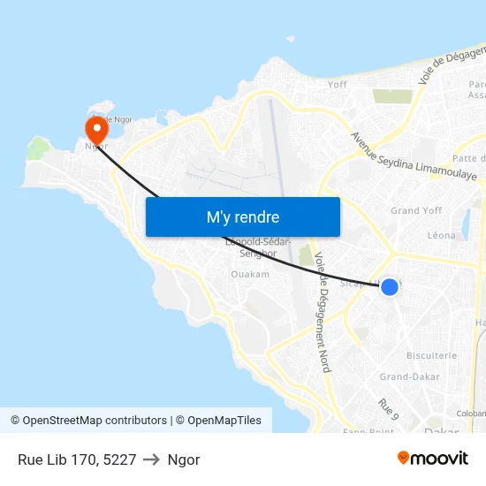 Rue Lib 170, 5227 to Ngor map