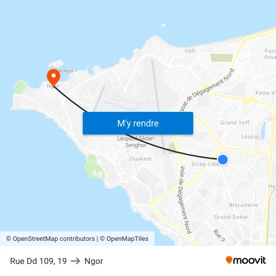 Rue Dd 109, 19 to Ngor map