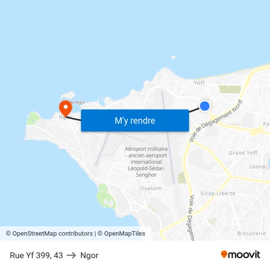 Rue Yf 399, 43 to Ngor map