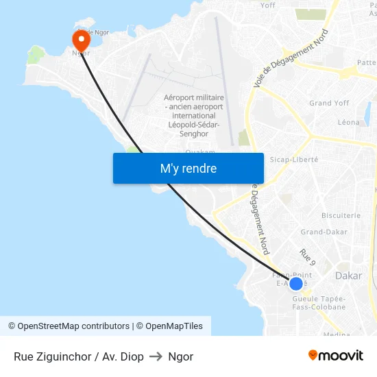 Rue Ziguinchor / Av. Diop to Ngor map