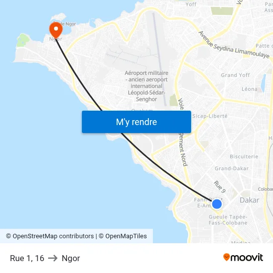 Rue 1, 16 to Ngor map