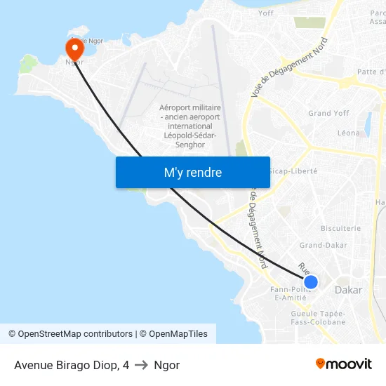 Avenue Birago Diop, 4 to Ngor map