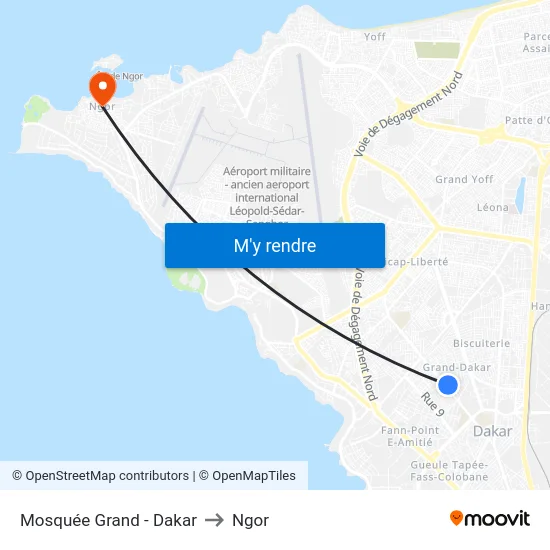 Mosquée Grand - Dakar to Ngor map